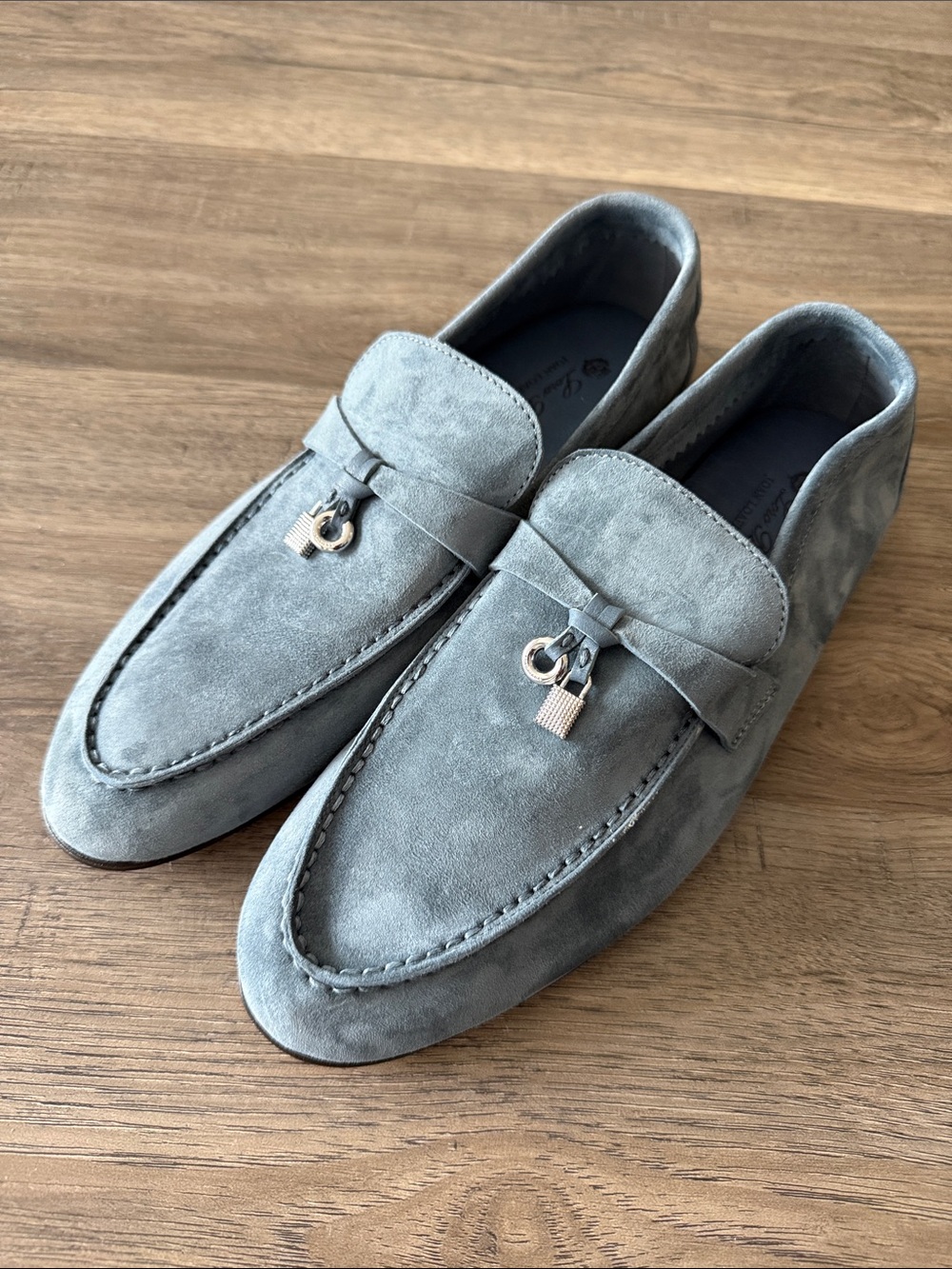 Loro Piana Men's Suede Tassel Loafers - Light Gray